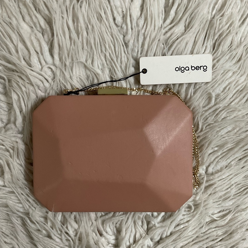 Olga Berg Adele Abstract Pod Blush Beige Convertible Clutch Shoulder Bag NWT
